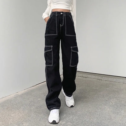 Cargo Noir Avec Couture