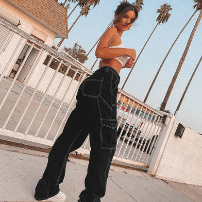 Cargo Noir Avec Couture
