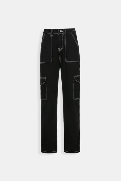 Cargo Noir Avec Couture