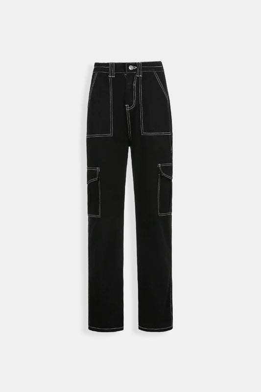 Cargo Noir Avec Couture