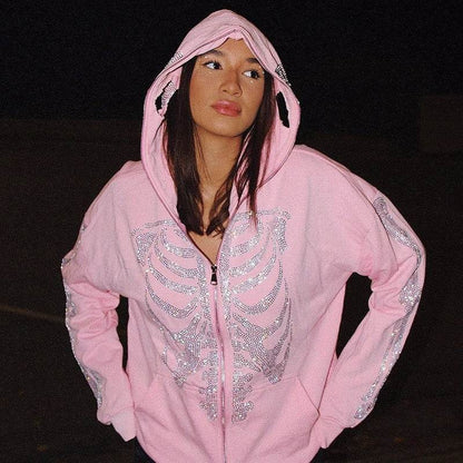 Rhinestone Skeleton Bluza