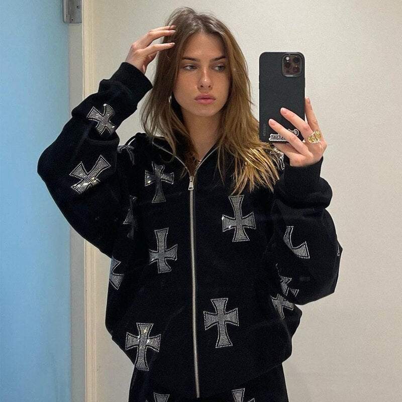 KURTKA Avec Croix Strass
